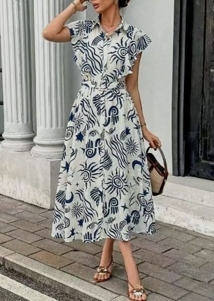 VESTIDO ESTAMPADO MARINO.