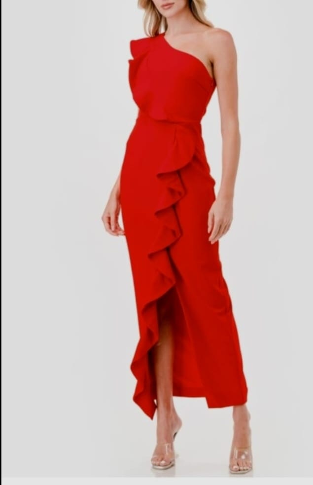 VESTIDO ASIMETRICO ESCAROLAS.