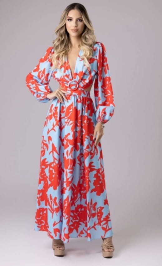 VESTIDO CUT OUT TURQUESA